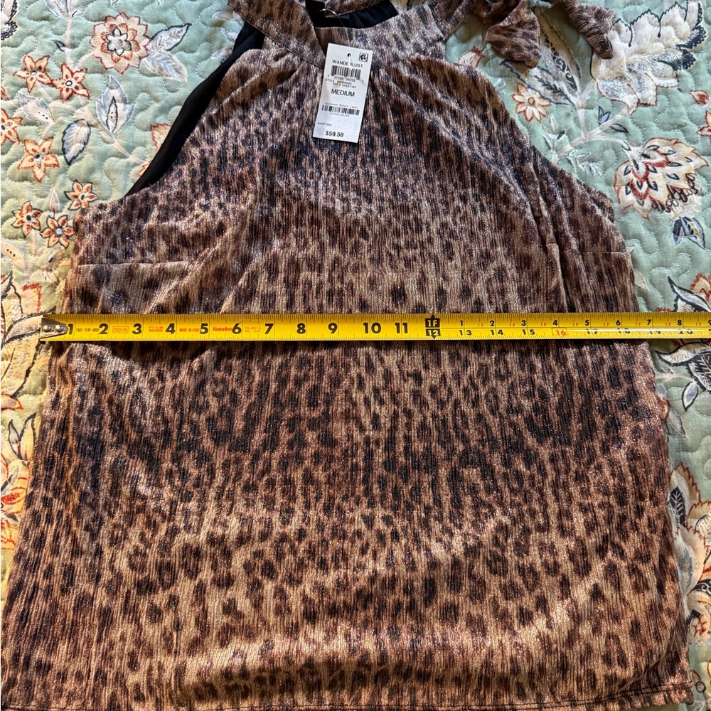INC International Concepts Leopard Print lined Halter Top Size Medium